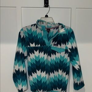 Patagonia Kids Blue and White Patterned 1/4 Pullover
